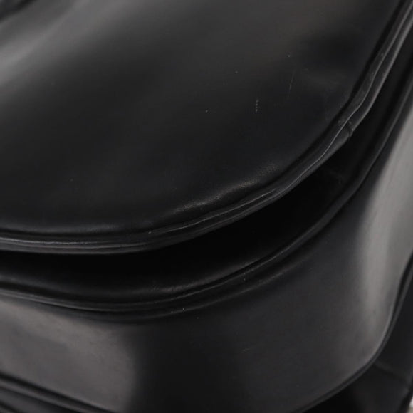 CELINE Shoulder Bag Leather Black Gold Auth 158991