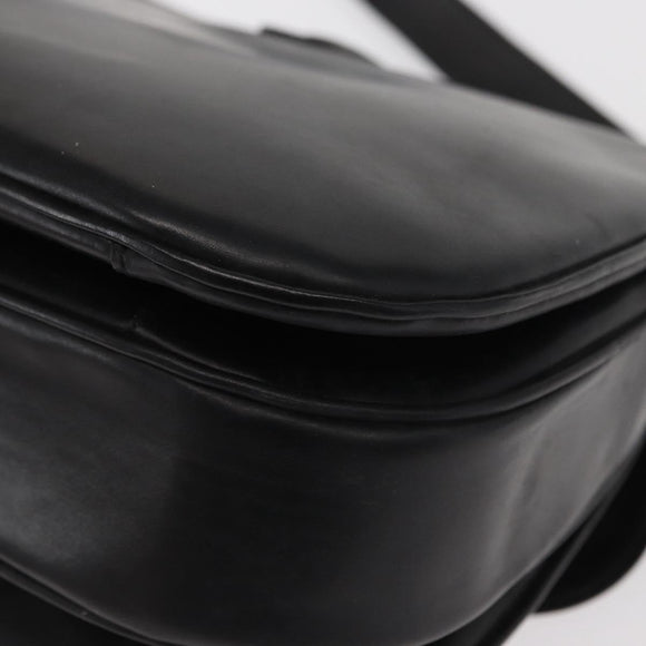 CELINE Shoulder Bag Leather Black Gold Auth 158991