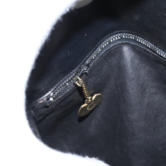CELINE Shoulder Bag Leather Black Gold Auth 158991