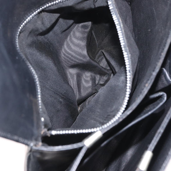 CELINE Shoulder Bag Leather Black Gold Auth 158991