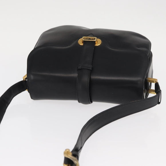 CELINE Shoulder Bag Leather Black Gold Auth 158991