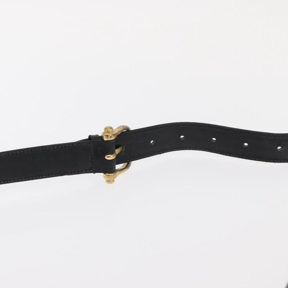 CELINE Shoulder Bag Leather Black Gold Auth 158991