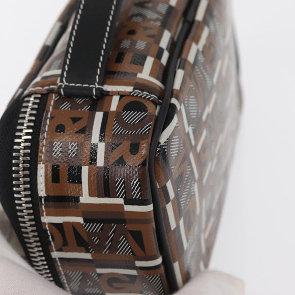 Salvatore Ferragamo Pouch PVC Silver Brown Auth 158994
