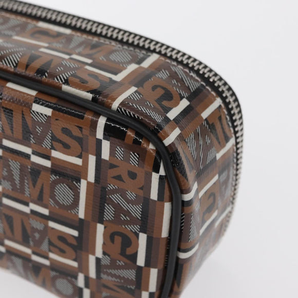 Salvatore Ferragamo Pouch PVC Silver Brown Auth 158994