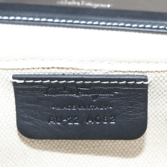 Salvatore Ferragamo Pouch PVC Silver Brown Auth 158994