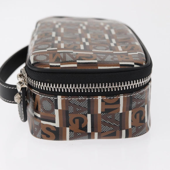Salvatore Ferragamo Pouch PVC Silver Brown Auth 158994