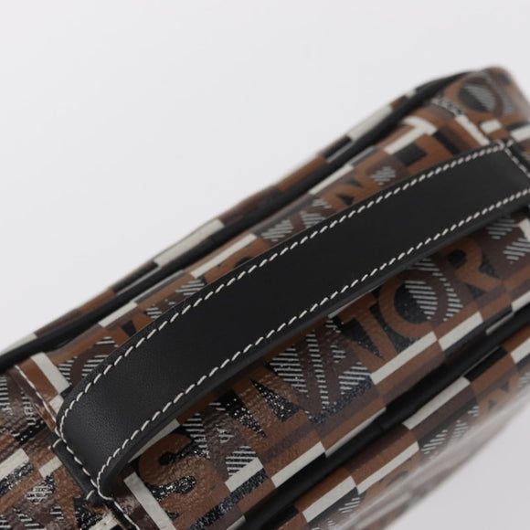 Salvatore Ferragamo Pouch PVC Silver Brown Auth 158994