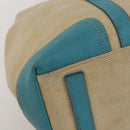 PRADA Tote Bag Canvas Beige Silver Auth 158995-14