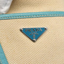 PRADA Tote Bag Canvas Beige Silver Auth 158995-17