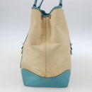 PRADA Tote Bag Canvas Beige Silver Auth 158995-3