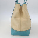 PRADA Tote Bag Canvas Beige Silver Auth 158995-4
