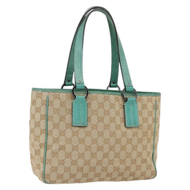GUCCI GG Canvas Tote Bag Beige Silver 113019 Auth 158996