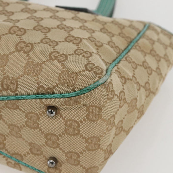 GUCCI GG Canvas Tote Bag Beige Silver 113019 Auth 158996