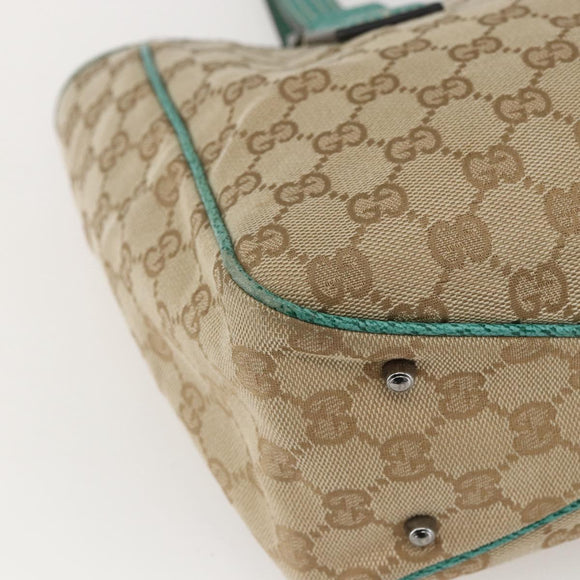 GUCCI GG Canvas Tote Bag Beige Silver 113019 Auth 158996