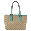 GUCCI GG Canvas Tote Bag Beige Silver 113019 Auth 158996-2