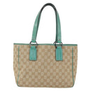 GUCCI GG Canvas Tote Bag Beige Silver 113019 Auth 158996-3