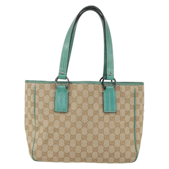 GUCCI GG Canvas Tote Bag Beige Silver 113019 Auth 158996