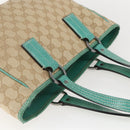 GUCCI GG Canvas Tote Bag Beige Silver 113019 Auth 158996-6