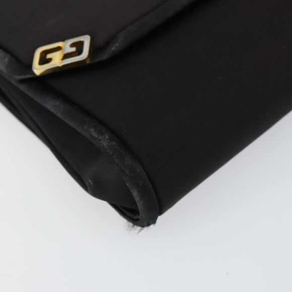 GUCCI Chain Shoulder Bag Nylon Black Gold Auth 158998
