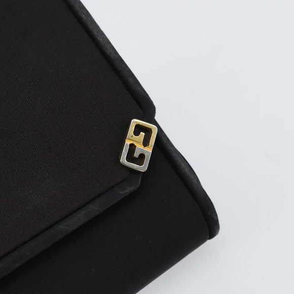 GUCCI Chain Shoulder Bag Nylon Black Gold Auth 158998