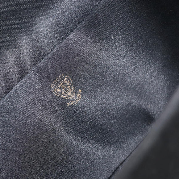 GUCCI Chain Shoulder Bag Nylon Black Gold Auth 158998