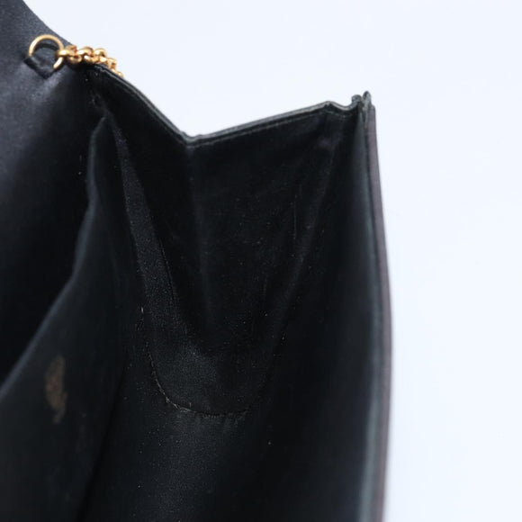 GUCCI Chain Shoulder Bag Nylon Black Gold Auth 158998