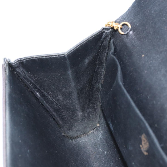 GUCCI Chain Shoulder Bag Nylon Black Gold Auth 158998