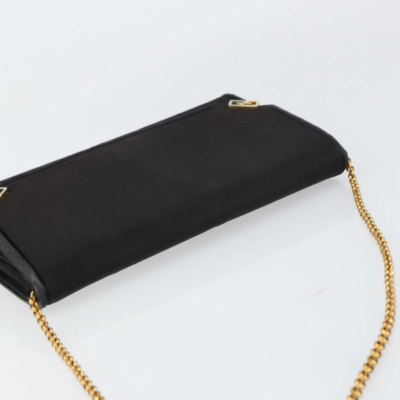 GUCCI Chain Shoulder Bag Nylon Black Gold Auth 158998