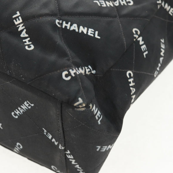 CHANEL Matelasse Chain Shoulder Bag Canvas Black Gold CC Auth 158999