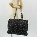 CHANEL Matelasse Chain Shoulder Bag Canvas Black Gold CC Auth 158999-22