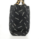 CHANEL Matelasse Chain Shoulder Bag Canvas Black Gold CC Auth 158999-4