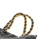 CHANEL Matelasse Chain Shoulder Bag Canvas Black Gold CC Auth 158999-8