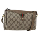 GUCCI GG Supreme Web Sherry Line Bag PVC Beige Gold 89 02 018 Auth 159003-1
