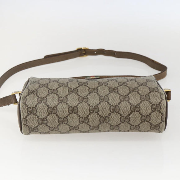 GUCCI GG Supreme Web Sherry Line Bag PVC Beige Gold 89 02 018 Auth 159003