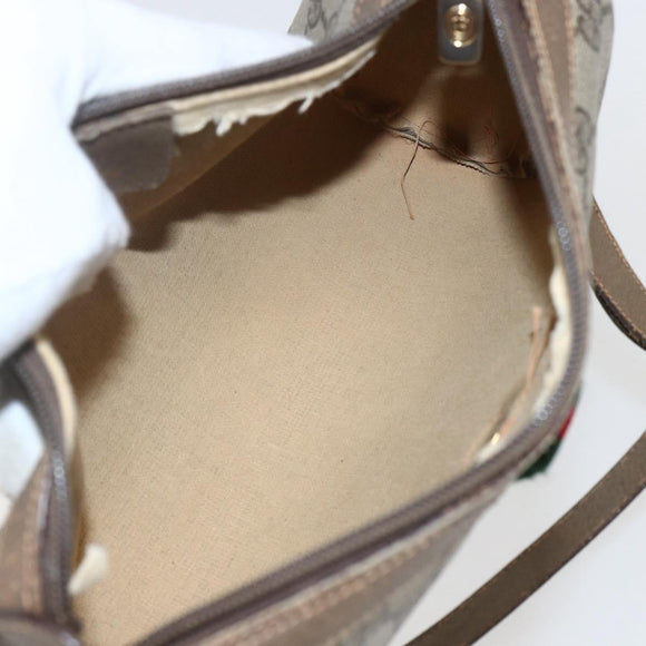 GUCCI GG Supreme Web Sherry Line Bag PVC Beige Gold 89 02 018 Auth 159003
