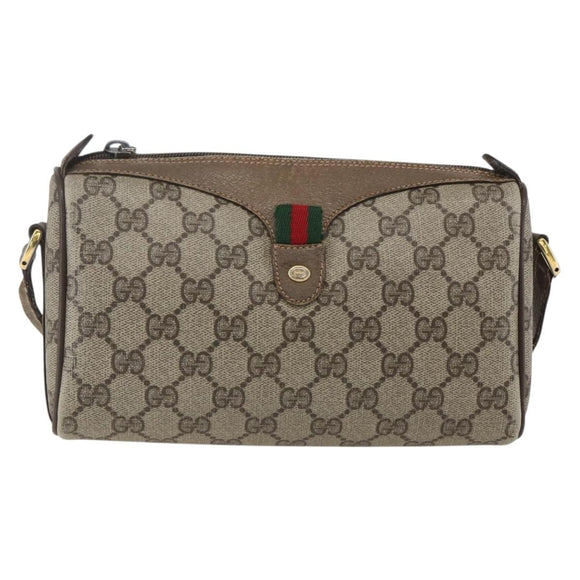 GUCCI GG Supreme Web Sherry Line Bag PVC Beige Gold 89 02 018 Auth 159003