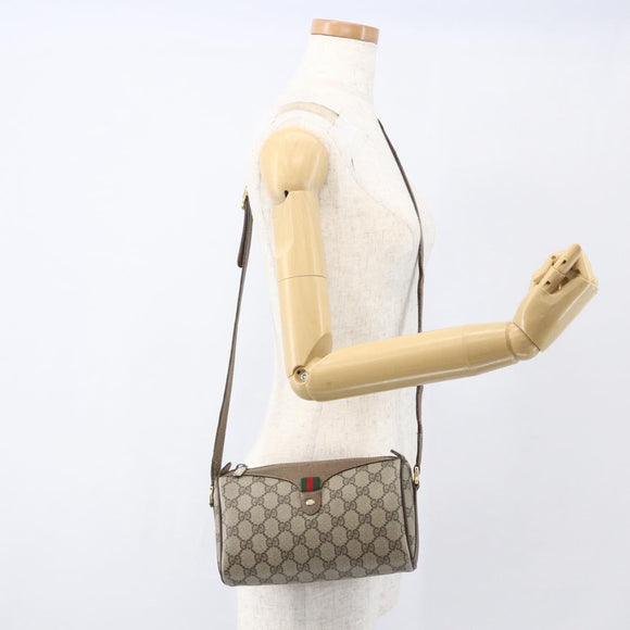 GUCCI GG Supreme Web Sherry Line Bag PVC Beige Gold 89 02 018 Auth 159003