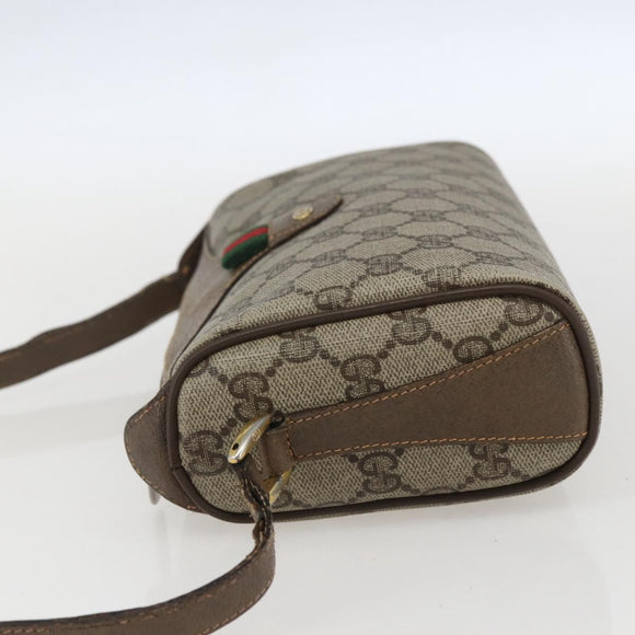 GUCCI GG Supreme Web Sherry Line Bag PVC Beige Gold 89 02 018 Auth 159003