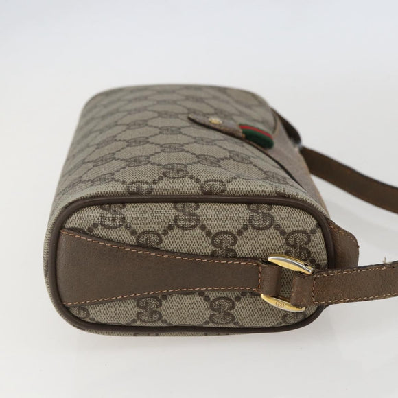 GUCCI GG Supreme Web Sherry Line Bag PVC Beige Gold 89 02 018 Auth 159003