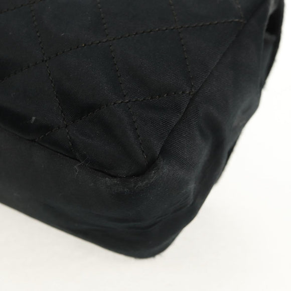 CHANEL Mini Matelasse 18 Chain Shoulder Bag Satin Black Gold CC Auth 159010V