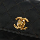 CHANEL Mini Matelasse 18 Chain Shoulder Bag Satin Black Gold CC Auth 159010V-19