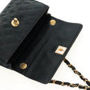 CHANEL Mini Matelasse 18 Chain Shoulder Bag Satin Black Gold CC Auth 159010V-20