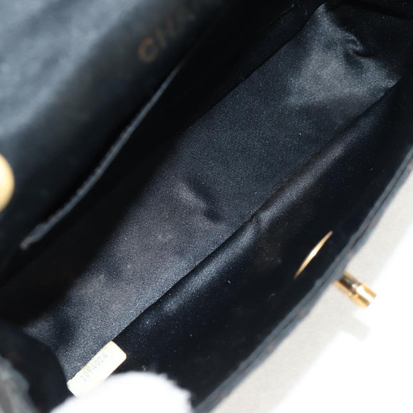 CHANEL Mini Matelasse 18 Chain Shoulder Bag Satin Black Gold CC Auth 159010V