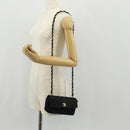 CHANEL Mini Matelasse 18 Chain Shoulder Bag Satin Black Gold CC Auth 159010V-26