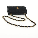 CHANEL Mini Matelasse 18 Chain Shoulder Bag Satin Black Gold CC Auth 159010V-7