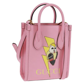 GUCCI Hand Bag Leather 2way Pink Gold 671623 Auth 159011M