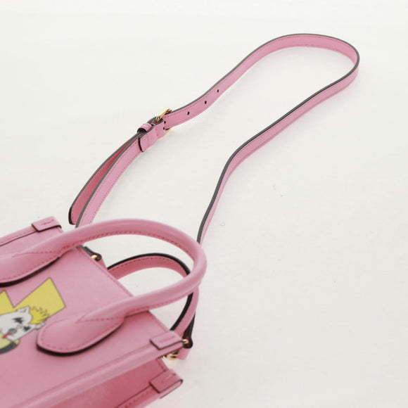 GUCCI Hand Bag Leather 2way Pink Gold 671623 Auth 159011M