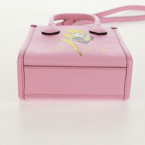 GUCCI Hand Bag Leather 2way Pink Gold 671623 Auth 159011M