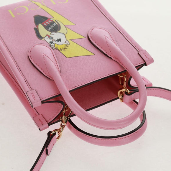 GUCCI Hand Bag Leather 2way Pink Gold 671623 Auth 159011M
