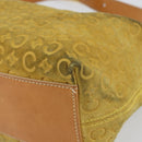 CELINE C Macadam Canvas Shoulder Bag Yellow Gold Auth 159012-14